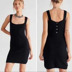 Free People FP Beach short and sweet mini dress, knit, black, M NWOT